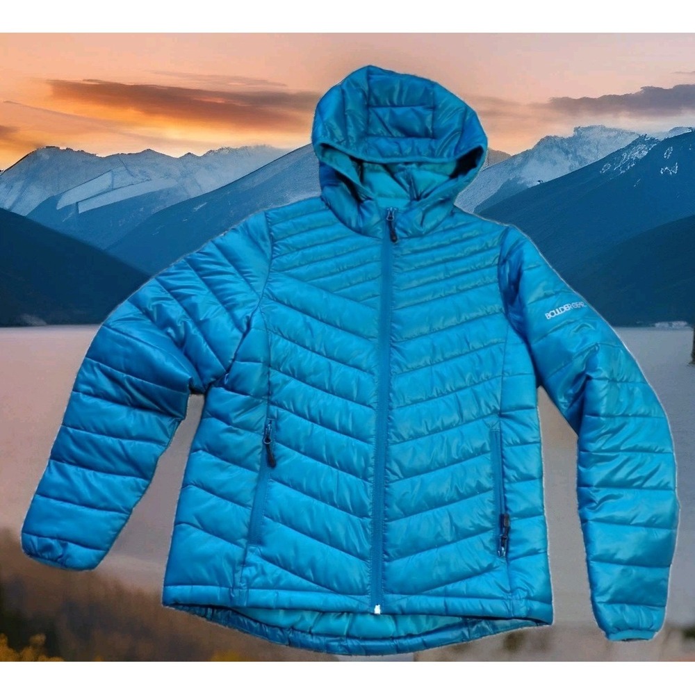Boulder Gear Puffer Jacket Girls XL Blue Excellent Lightweight Hooded Quilted